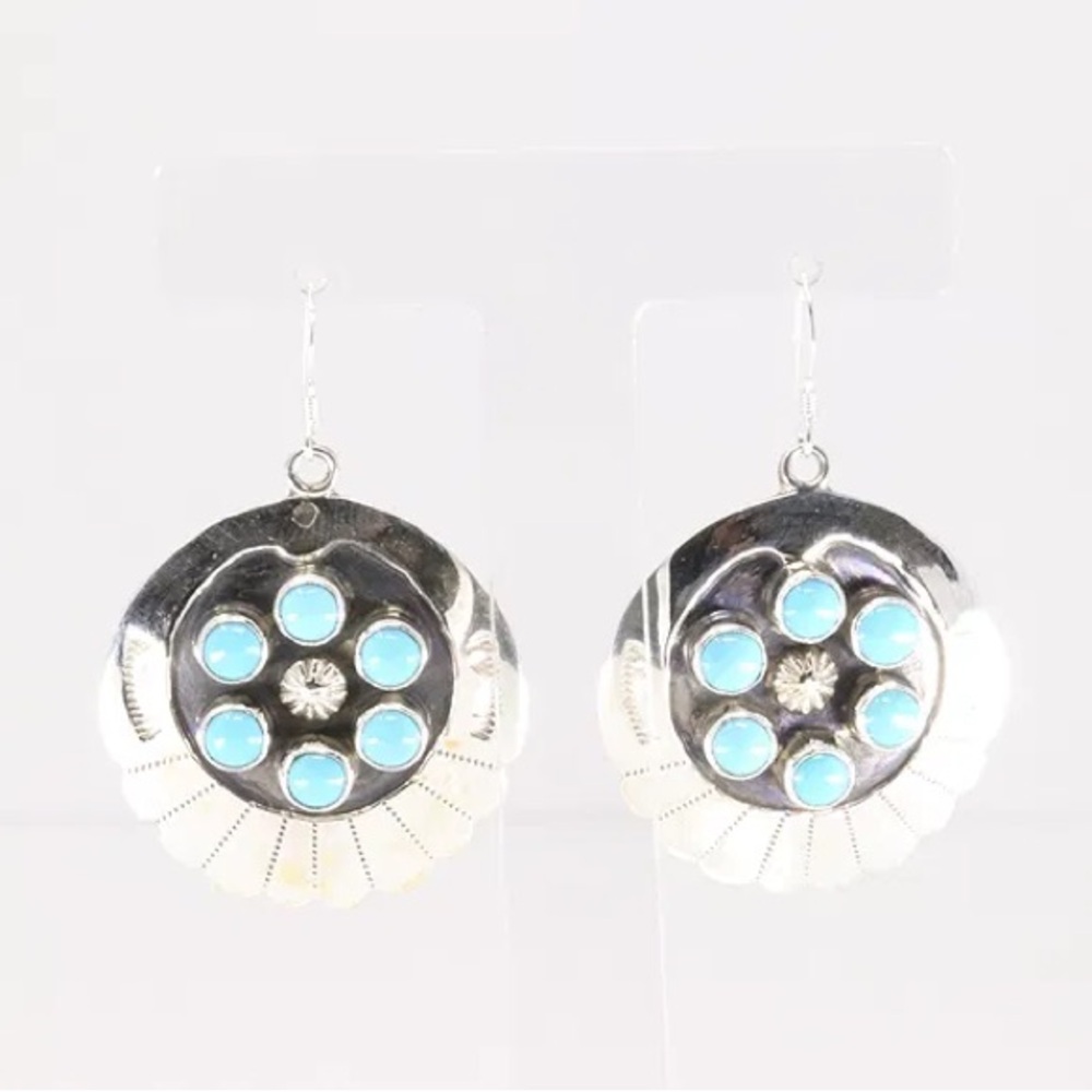 Sterling Silver and Turquoise Earrings made by Kenny Lonjose